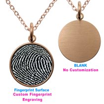 1-sided Personalized Fingerprint Imprint Photo Engraving Custom Pendant Dangle Charm Pendant Necklace 18 + 2 Inches - Rose Gold Tone