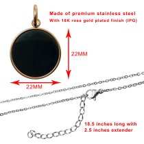 1-sided Personalized Fingerprint Imprint Photo Engraving Custom Pendant Dangle Charm Pendant Necklace 18 + 2 Inches - Rose Gold Tone