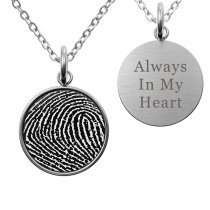 2-sided Personalized Fingerprint and Message Engraving Custom Pendant Dangle Charm Pendant Necklace