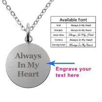 2-sided Personalized Fingerprint and Message Engraving Custom Pendant Dangle Charm Pendant Necklace