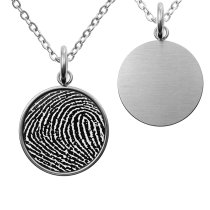 1-sided Personalized Fingerprint Imprint Photo Engraving Custom Pendant Dangle Charm Pendant Necklace 18 + 2 Inches