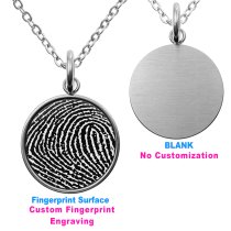 1-sided Personalized Fingerprint Imprint Photo Engraving Custom Pendant Dangle Charm Pendant Necklace 18 + 2 Inches