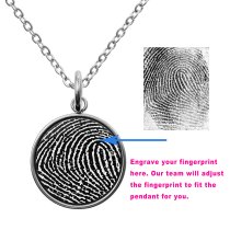 1-sided Personalized Fingerprint Imprint Photo Engraving Custom Pendant Dangle Charm Pendant Necklace 18 + 2 Inches