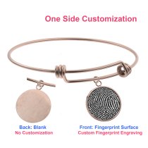 Queenberry Personalized Photo Engraving Custom Picture Dangle Charm Adjustable Wire Bangle Bracelet Family Inspirational Memorial Gift - Rose Gold
