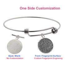 Queeberry Personalized Photo Engraving Custom Picture Dangle Charm Adjustable Wire Bangle Bracelet Family Inspirational Memorial Gift