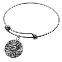 Queeberry Personalized Photo Engraving Custom Picture Dangle Charm Adjustable Wire Bangle Bracelet Family Inspirational Memorial Gift