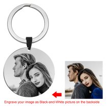 Personalized Round Calendar Custom Photo Engraved Speical Date Mark Stainless Steel Dog Tag Keychain Memorial Gift