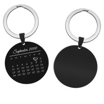 Personalized Round Calendar Custom Engraved Speical Date Mark Stainless Steel Dog Tag Keychain Memorial Gift