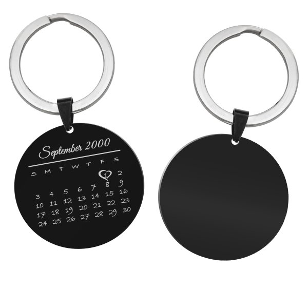Personalized Round Calendar Custom Engraved Speical Date Mark Stainless Steel Dog Tag Keychain Memorial Gift