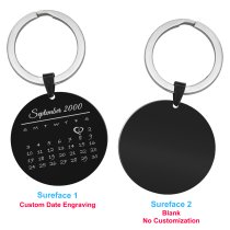 Personalized Round Calendar Custom Engraved Speical Date Mark Stainless Steel Dog Tag Keychain Memorial Gift