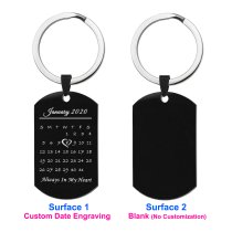 Custom Engraved Personalized Calendar Special Date Memorial Stainless Steel Dog Tag Keychain
