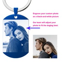 Custom Engraved Personalized Calendar Date & Photo Memorial Stainless Steel Dog Tag Keychain