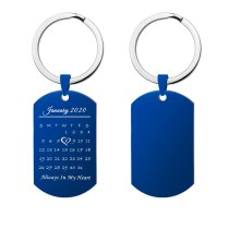 Custom Engraved Personalized Calendar Date Memorial Text Stainless Steel Dog Tag Keychain