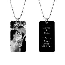 Personalized Engraved Custom Photo Text Dog Tag Pendant Keychain Ball Chain Necklace Gift Family Keepsake