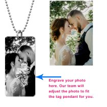 Personalized Engraved Custom Photo Text Dog Tag Pendant Keychain Ball Chain Necklace Gift Family Keepsake
