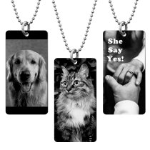 Personalized Engraved Custom Photo Text Dog Tag Pendant Keychain Ball Chain Necklace Gift Family Keepsake