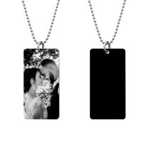 Personalized Custom Photo Engraved Picture Dog Tag Pendant Ball Chain Necklace Gift Family Keepsake