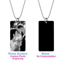 Personalized Custom Photo Engraved Picture Dog Tag Pendant Ball Chain Necklace Gift Family Keepsake