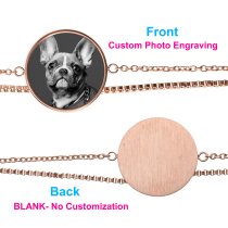 Queenberry Personalized Photo Engraving Custom Picture Charm Dainty Layering Adjustable Double Bracelet- Rose Gold