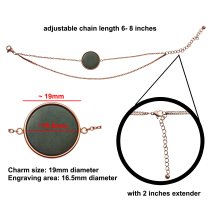 Queenberry Personalized Photo Engraving Custom Picture Charm Dainty Layering Adjustable Double Bracelet- Rose Gold