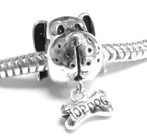 Sterling Silver Dangle Top Dog Bone European Bead Charm