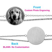 Queenberry Personalized Photo Engraving Custom Picture Charm Dainty Layering Adjustable Double Bracelet