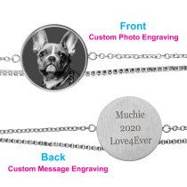 Queenberry Personalized Photo Engraving Custom Message Text Charm Dainty Layering Adjustable Double Bracelet
