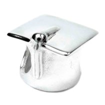 Sterling Silver Graduation Cap Hat Bead Charm For Pandora Troll Biagi Chamilia European Charm Bracelets