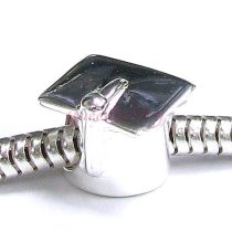 Sterling Silver Graduation Cap Hat Bead Charm For Pandora Troll Biagi Chamilia European Charm Bracelets