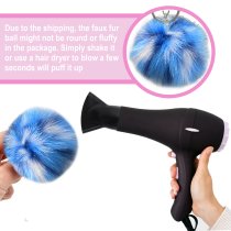Personalized Custom Photo Laser Engraving Cute Faux Fur Ball Pom Pom Universal Car Key Fob Holder Gold Tone Metal Keychain Lobster Clasp- Purple