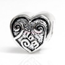 Sterling Silver Love Mother Mom Heart Bead Charm Pandora Troll Biagi Chamilia