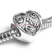 Sterling Silver Love Mother Mom Heart Bead Charm Pandora Troll Biagi Chamilia