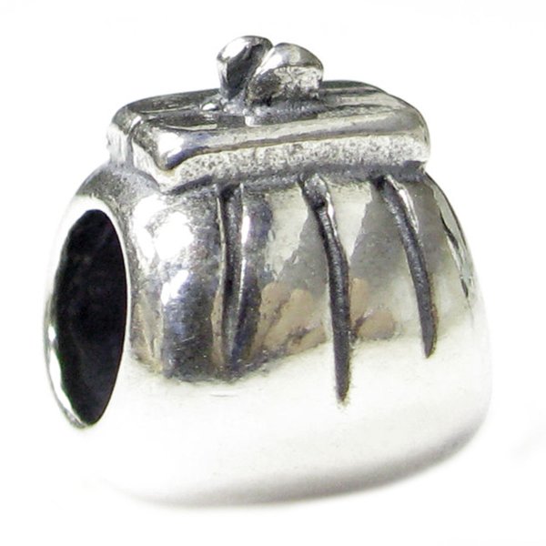 Sterling Silver Purse Wallet Bead Charm for Pandora Troll Chamilia Biagi European Bracelets