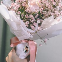 Custom Full Color Photo Printing Personalized Picture Frame Metal Charm Dangle Pendant Bouquet Pin Brooch Wedding Boutonniere