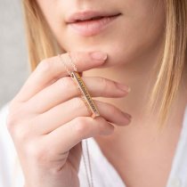 Queenberry Personalized Custom Laser Engraved Text Ip Gold Plated Stainless Steel 3d Bar Dangle Pendant Chain Necklace Gift F/ Women Men