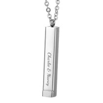 Queenberry Personalized Custom Text Laser Engraving Name Date Initial Stainless Steel Bar Dangle Hidden Pendant Chain Necklace Gift F/boyfriend Girlfriend Birthday Anniversary Valentines Day