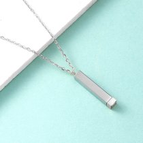 Queenberry Personalized Custom Text Laser Engraving Name Date Initial Stainless Steel Bar Dangle Hidden Pendant Chain Necklace Gift F/boyfriend Girlfriend Birthday Anniversary Valentines Day