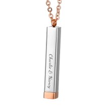 Queenberry Personalized Custom Text Laser Engraving Name Date Initial Steel Ip Rose Gold Bar Dangle Hidden Pendant Chain Necklace Gift F/boyfriend Girlfriend Birthday Anniversary Valentines Day