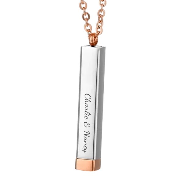 Queenberry Personalized Custom Text Laser Engraving Name Date Initial Steel Ip Rose Gold Bar Dangle Hidden Pendant Chain Necklace Gift F/boyfriend Girlfriend Birthday Anniversary Valentines Day