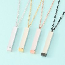 Queenberry Personalized Custom Text Laser Engraving Name Date Initial Steel Ip Rose Gold Bar Dangle Hidden Pendant Chain Necklace Gift F/boyfriend Girlfriend Birthday Anniversary Valentines Day