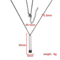 Queenberry Personalized Custom Text Laser Engraving Name Date Initial Black Stainless Steel Bar Dangle Hidden Pendant Chain Necklace Gift F/boyfriend Girlfriend Birthday Anniversary Valentines Day