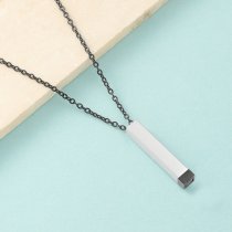 Queenberry Personalized Custom Text Laser Engraving Name Date Initial Black Stainless Steel Bar Dangle Hidden Pendant Chain Necklace Gift F/boyfriend Girlfriend Birthday Anniversary Valentines Day