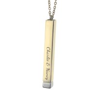 Queenberry Personalized Custom Text Laser Engraving Name Date Initial Steel Ip Gold Bar Dangle Hidden Pendant Chain Necklace Gift F/boyfriend Girlfriend Birthday Anniversary Valentines Day - 45mm