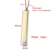 Queenberry Personalized Custom Text Laser Engraving Name Date Initial Steel Ip Gold Bar Dangle Hidden Pendant Chain Necklace Gift F/boyfriend Girlfriend Birthday Anniversary Valentines Day - 45mm