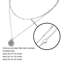 Personalized Custom Text Engraved Name Date Initial Letter Stainless Steel Round Disc Charm 12 Months Birthstone Dangle Pendant Chain Necklace 18.5 in + 2.5 in