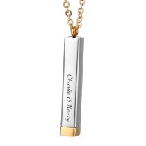 Queenberry Personalized Custom Text Laser Engraving Name Date Initial Steel Ip Gold Bar Dangle Hidden Pendant Chain Necklace Gift F/boyfriend Girlfriend Birthday Anniversary Valentines Day
