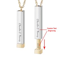 Queenberry Personalized Custom Text Laser Engraving Name Date Initial Steel Ip Gold Bar Dangle Hidden Pendant Chain Necklace Gift F/boyfriend Girlfriend Birthday Anniversary Valentines Day