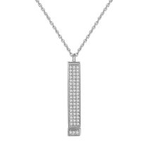 Queenberry Personalized Custom Text Laser Engraving Name Date Initial Stainless Steel Bar Dangle Hidden Pendant Chain Necklace Gift F/boyfriend Girlfriend Birthday Anniversary Valentines Day - 30mm