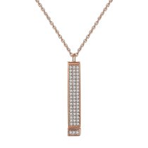 Queenberry Personalized Custom Text Laser Engraving Name Date Initial Steel Ip Rose Gold Bar Dangle Hidden Pendant Chain Necklace Gift F/boyfriend Girlfriend Birthday Anniversary Valentines Day - 30mm