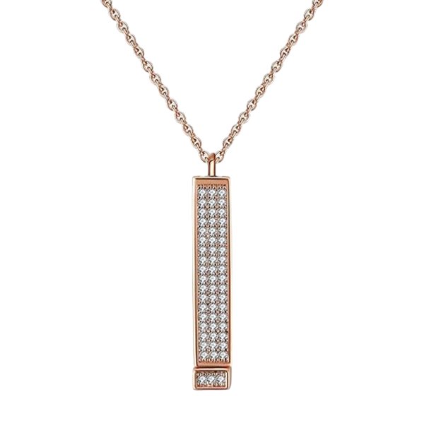 Queenberry Personalized Custom Text Laser Engraving Name Date Initial Steel Ip Rose Gold Bar Dangle Hidden Pendant Chain Necklace Gift F/boyfriend Girlfriend Birthday Anniversary Valentines Day - 30mm